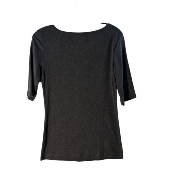 Caslon Womens Charcoal Gray Cotton Embellished Scoop Neck Top L Nordstrom - Picture 2 of 9